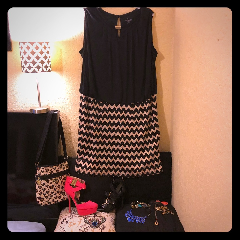 Stylish Black and Cream Midi Dress